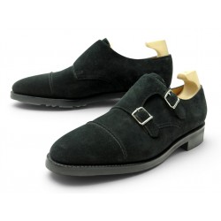 CHAUSSURES JOHN LOBB WILLIAM II MOCASSINS BI BOUCLES 9E 43 DAIM NOIR SHOES 1860€