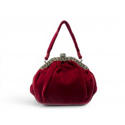 NEUF SAC A MAIN POCHETTE RALPH LAUREN MINAUDIERE BOURSE EN VELOURS ROUGE CLUTCH