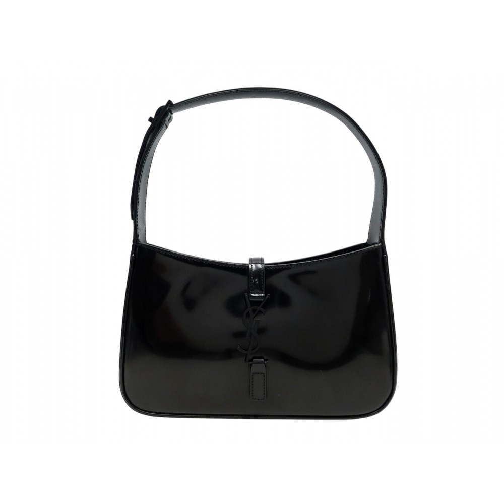 SAC A MAIN SAINT LAURENT LE 5 A 7 657228 EN CUIR VERNIS NOIR HOBO HAND BAG 2000€