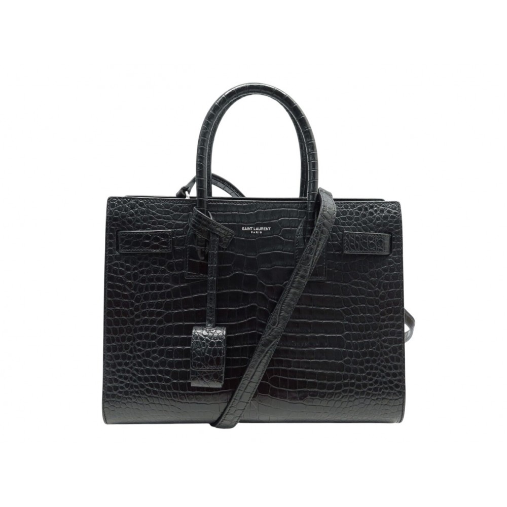 SAC A MAIN SAINT LAURENT DE JOUR BABY 421863 CUIR FACON CROCO BANDOULIERE 2600€
