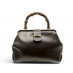 VINTAGE SAC A MAIN GUCCI DOCTOR BAG BAMBOO 406 CUIR MARRON HAND BAG PURSE 2600€