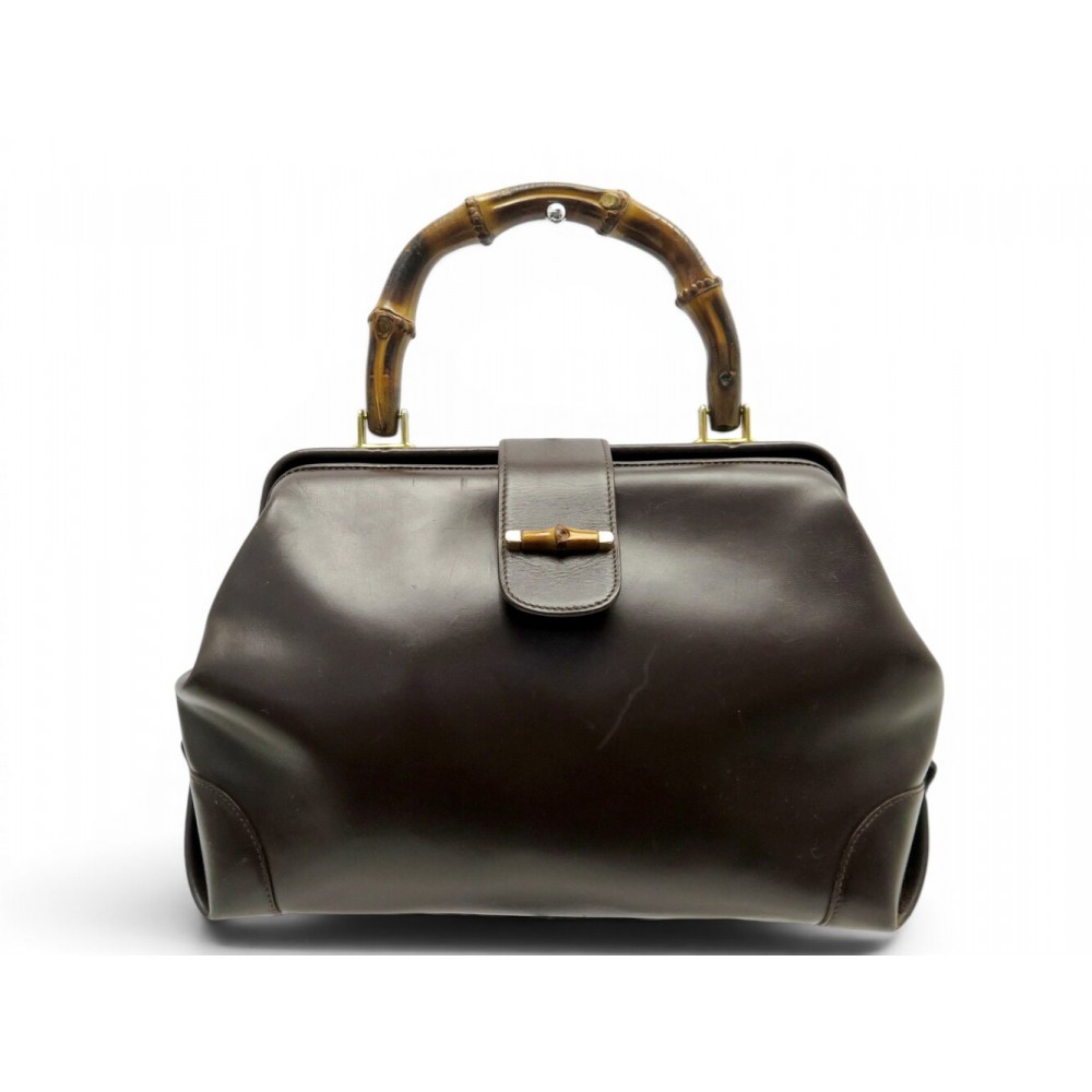 VINTAGE SAC A MAIN GUCCI DOCTOR BAG BAMBOO 406 CUIR MARRON HAND BAG PURSE 2600€