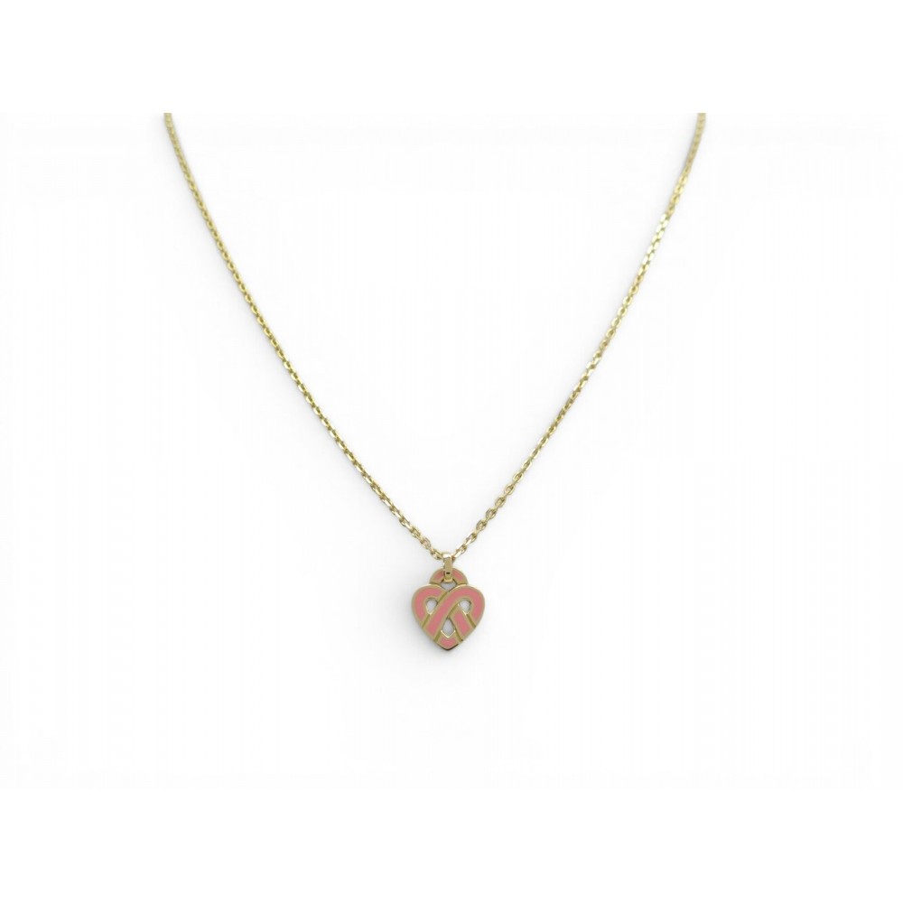 NEUF PENDENTIF POIRAY COEUR ENTRELACE PM EN OR ROSE 18K +CHAINE 9K BOITE 1240€