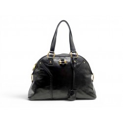 NEUF SAC A MAIN YVES SAINT LAURENT MUSE GM 156464 CUIR VERNIS PLISSE BAG 1600€