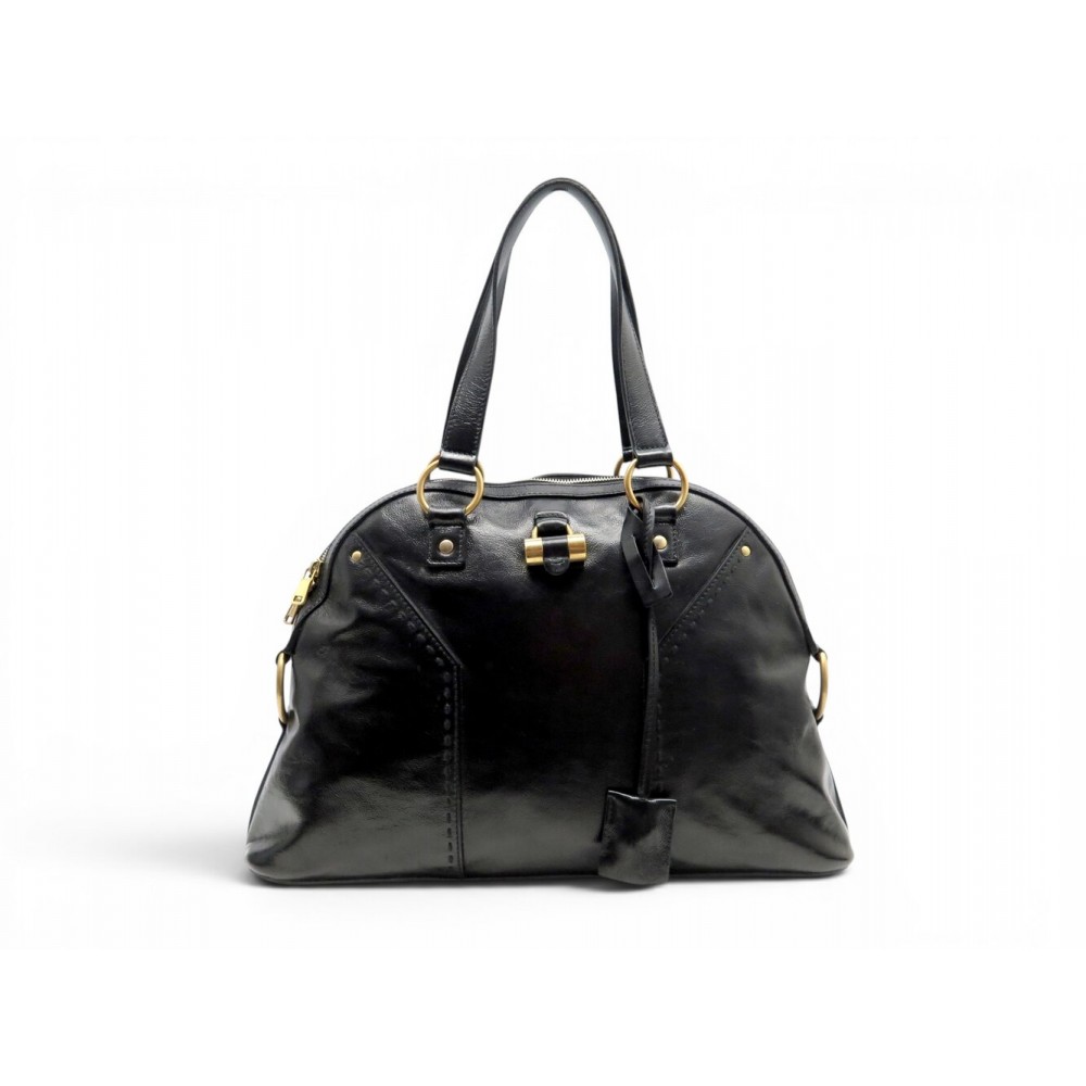 NEUF SAC A MAIN YVES SAINT LAURENT MUSE GM 156464 CUIR VERNIS PLISSE BAG 1600€