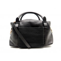 NEUF SAC A MAIN SALVATORE FERRAGAMO CUIR NOIR BANDOULIERE PURSE HAND BAG 2250€