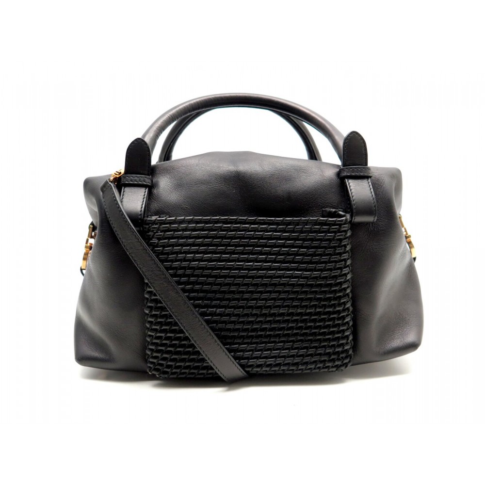NEUF SAC A MAIN SALVATORE FERRAGAMO CUIR NOIR BANDOULIERE PURSE HAND BAG 2250€