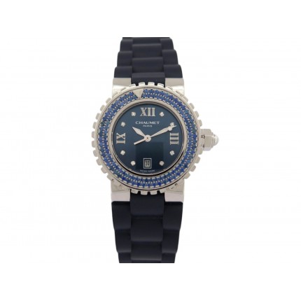 MONTRE CHAUMET CLASS ONE 622 33MM EN ACIER SAPHIRS BLEUS LADY QUARTZ WATCH 5390€