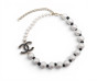  collier chanel logo cc email noir perles metal