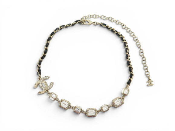 collier chanel logo cc matelasse strass 35 49 cm