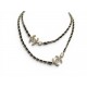 COLLIER CHANEL SAUTOIR LOGO CC STRASS METAL DORE CUIR ENTRELASSE NECKLACE 1990€