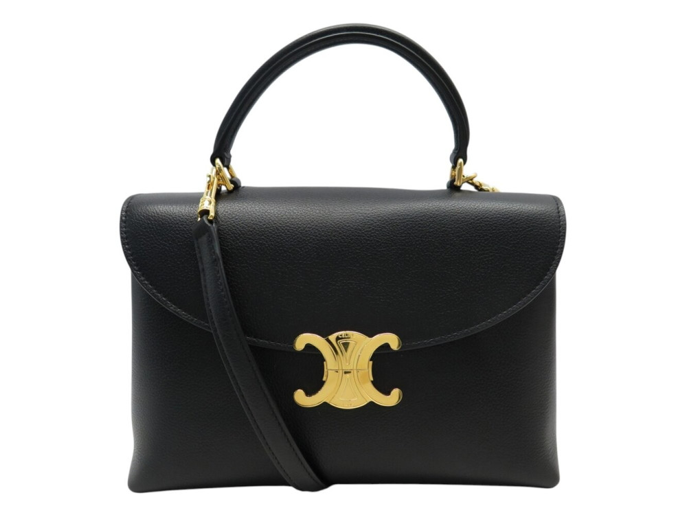 NEUF SAC A MAIN CELINE NINO MEDIUM 117523 CUIR GRAINE NOIR BANDOULIERE BAG 3000€