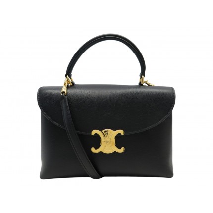 NEUF SAC A MAIN CELINE NINO MEDIUM 117523 CUIR GRAINE NOIR BANDOULIERE BAG 3000€