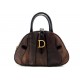 NEUF VINTAGE SAC A MAIN CHRISTIAN DIOR DOUBLE SADDLE BOWLER PM EN TOILE HAND BAG