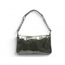 SAC A MAIN PRADA POCHETTE BR2599 EN CUIR VERNIS KAKI PATENT LEATHER CLUTCH 2700€