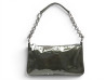 SAC A MAIN PRADA POCHETTE BR2599 EN CUIR VERNIS KAKI PATENT LEATHER CLUTCH 2700€