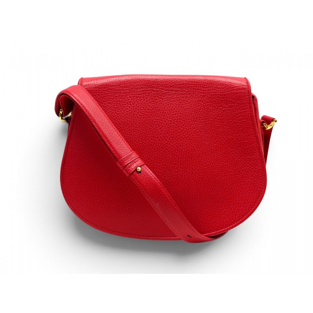 VINTAGE SAC A MAIN MUST DE CARTIER BESACE BANDOULIERE CUIR ROUGE HAND BAG 1900€