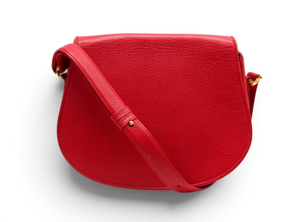 VINTAGE SAC A MAIN MUST DE CARTIER BESACE BANDOULIERE CUIR ROUGE HAND BAG 1900€