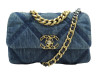 SAC A MAIN GRAND CHANEL 19 AS1160 EN TOILE DENIM BLEU JEAN BANDOULIERE BAG 7250€