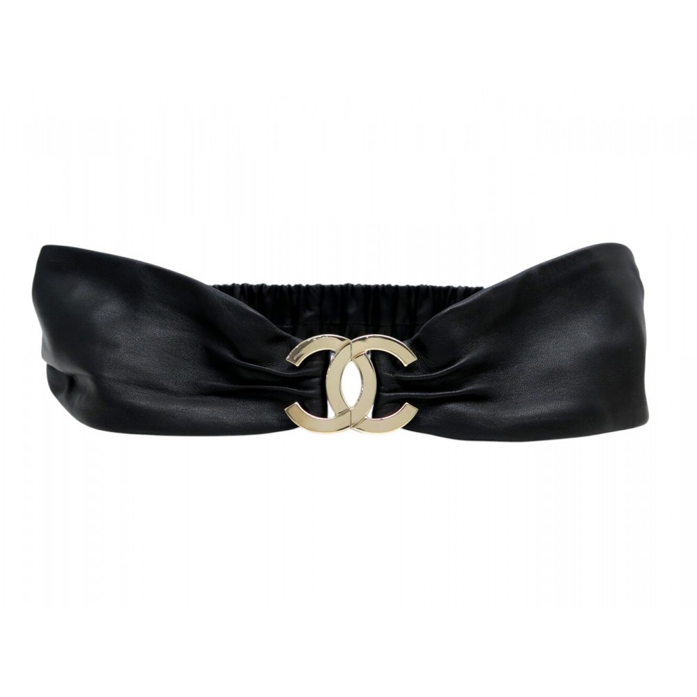 NEUF CEINTURE CHANEL BOUCLE LOGO CC EN CUIR EXTENSIBLE NOIR 75 BLACK BELT 840€