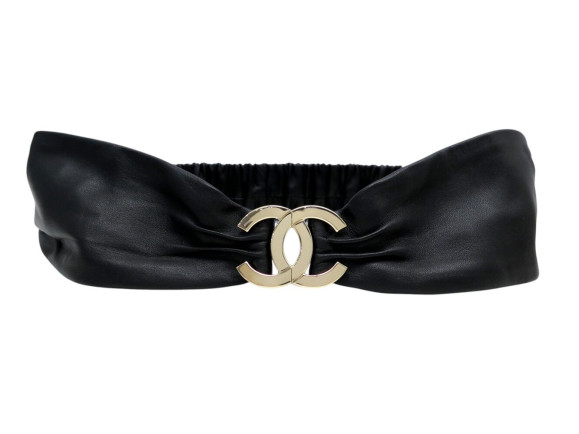 ceinture chanel boucle logo cc en cuir extensible