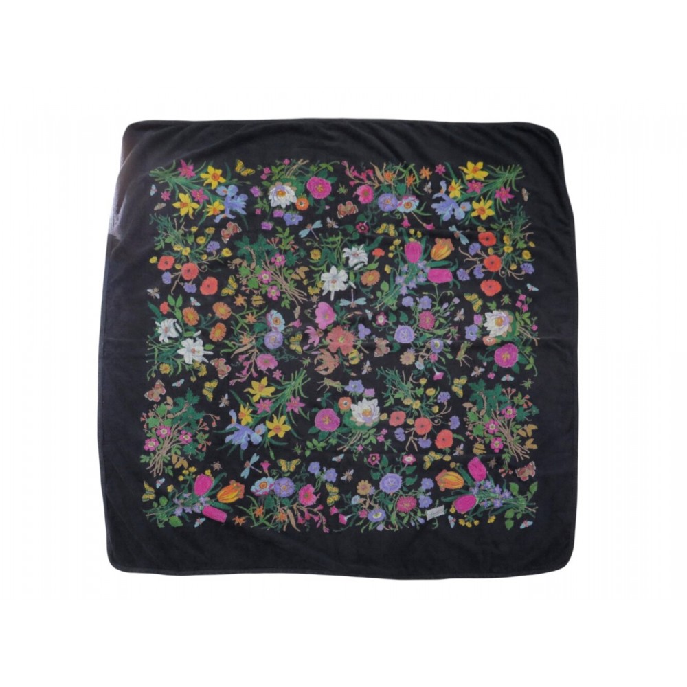 VINTAGE SERVIETTE DE BAIN GUCCI DRAP DE PLAGE FLEURS 140CM NOIR BEACH TOWEL 590€