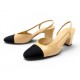 NEUF CHAUSSURES CHANEL ESCARPINS SLINGBACKS G31318 38.5 EN CUIR BICOLORE 1060€