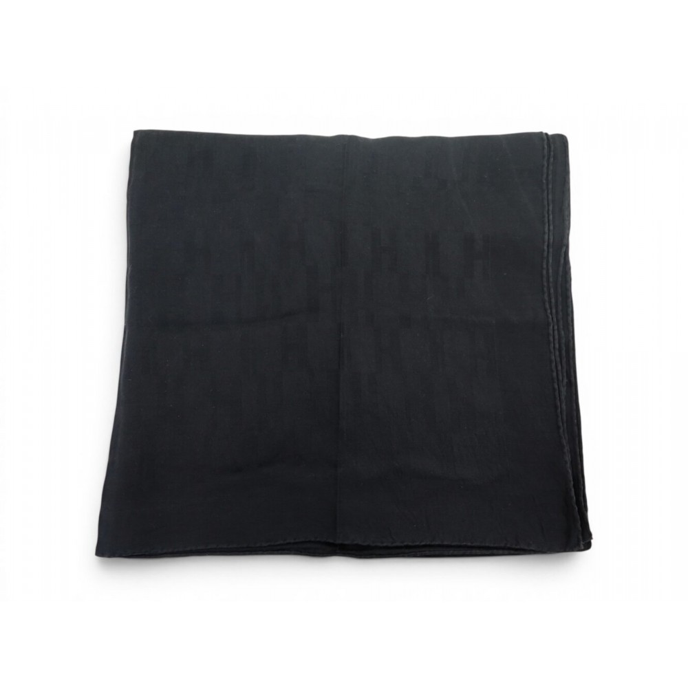 ECHARPE HERMES ETOLE FACONNEE GRAND H EN SOIE ET LAINE NOIRES BLACK SCARF 1040€