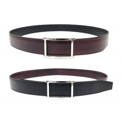 CEINTURE JM WESTON VICE VERSA EN CUIR REVERSIBLE 105 BORDEAUX ET NOIR BELT 470€