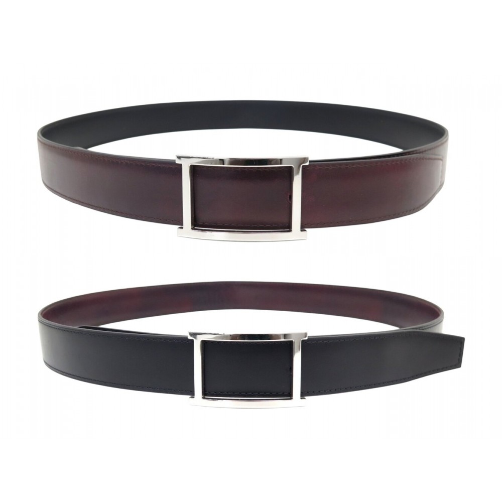 CEINTURE JM WESTON VICE VERSA EN CUIR REVERSIBLE 105 BORDEAUX ET NOIR BELT 470€
