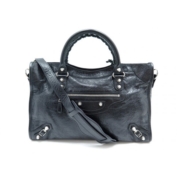 NEUF SAC A MAIN BALENCIAGA 281770 GIANT 12 CITY ARGENT CUIR NOIR HAND BAG 1595€