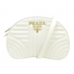 NEUF SAC A MAIN PRADA DIAGRAMME CAMERA 1BH130 CUIR BLANC BANDOULIERE BAG 2200€