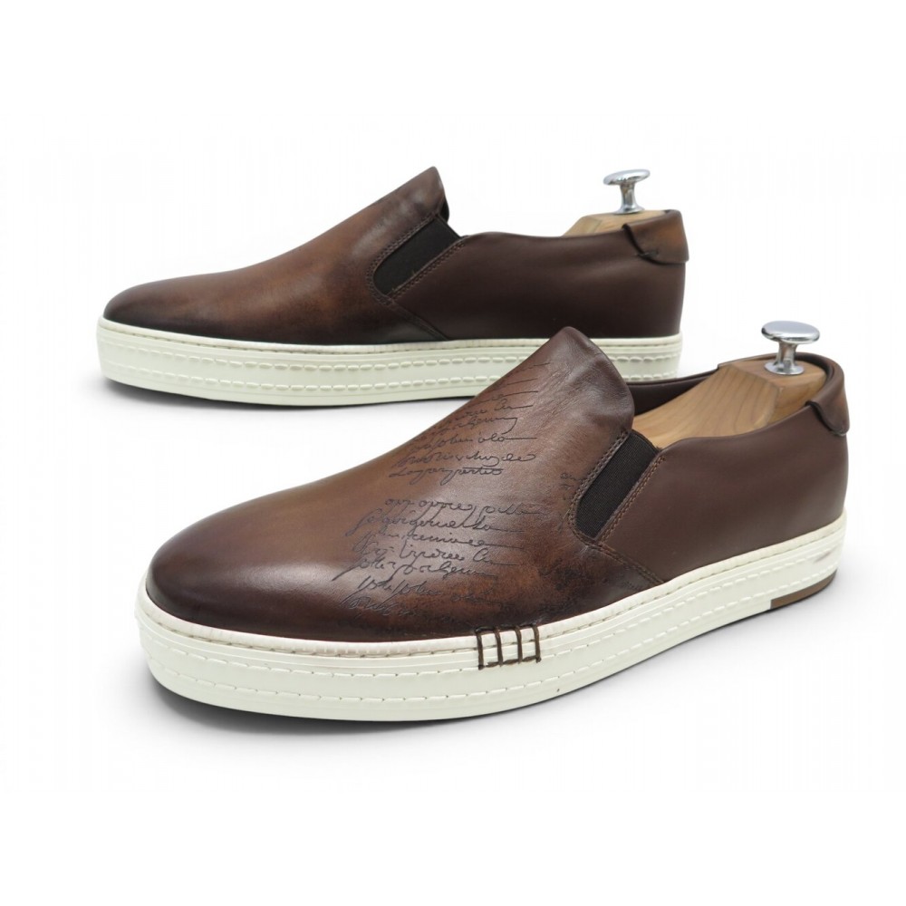 NEUF CHAUSSURES BERLUTI OUTLINE BURANO SCRITTO 7.5 41.5 SLIP-ON SNEAKERS 1500€
