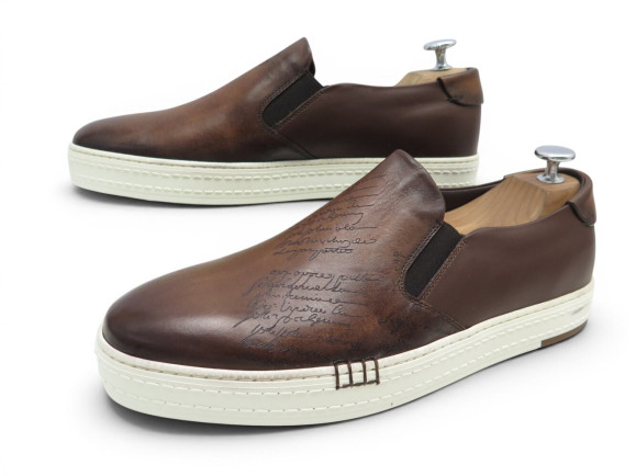 NEUF CHAUSSURES BERLUTI OUTLINE BURANO SCRITTO 7.5 41.5 SLIP-ON SNEAKERS 1500€