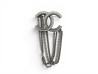 NEUF BROCHE CHANEL LOGO CC CHAINES PENDANTES METAL RUTHENIUM STRASS BROOCH 850€