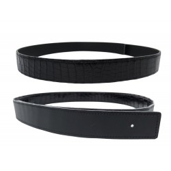 LIEN DE CEINTURE T95 COMPATIBLE BOUCLE HERMES 32MM EN CUIR DE CROCODILE NOIR