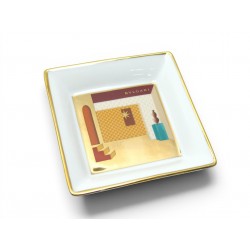 NEUF VIDE POCHE BULGARI CENDRIER BVLGARI CARRE 11CM EN PORCELAINE EMPTY POCKET