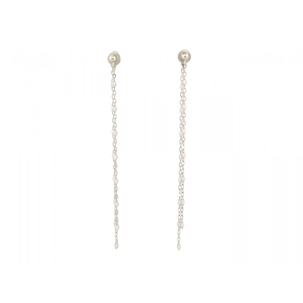 NEUF BOUCLES OREILLES GIGI CLOZEAU DANSANTES CLASSIQUE OR BLANC 18K OPALE 510€