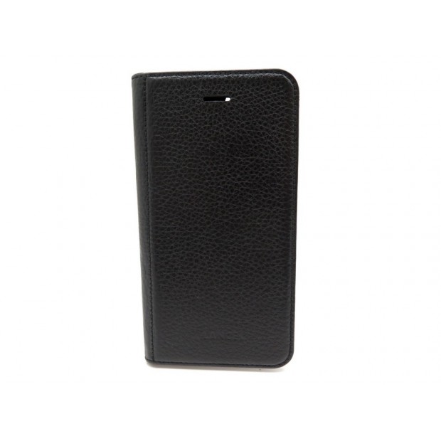 NEUF ETUI TELEPHONE LANCEL SIGNATURE IPHONE 7 CUIR GRAINE NOIR PHONE CASE 170€