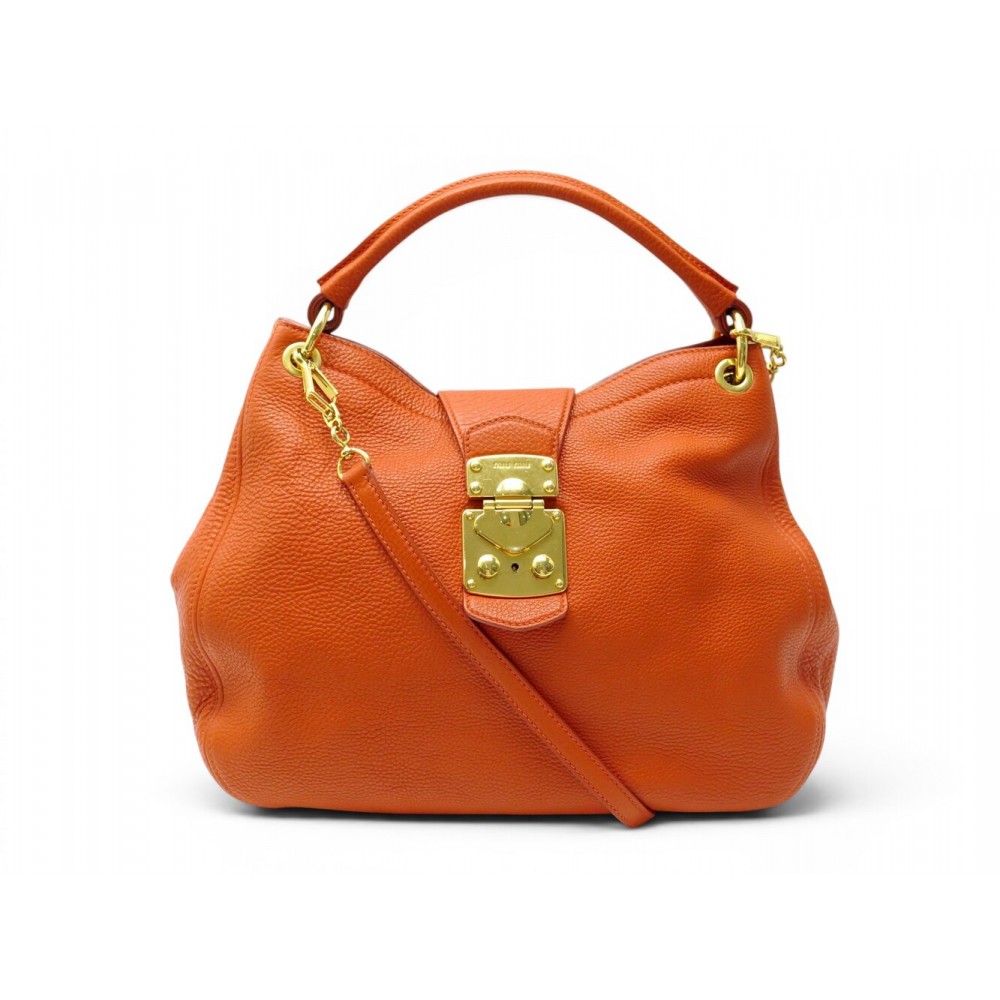 NEUF SAC A MAIN MIU MIU RR1881 VITELLO CARIBU PAPAYE BANDOULIERE HAND BAG 3200€