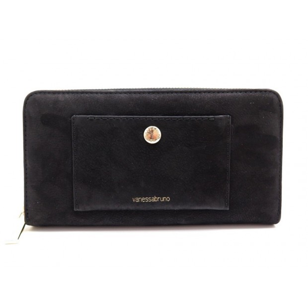 NEUF PORTEFEUILLE VANESSA BRUNO ECLIPSE CUIR VACHETTE NOIR MONNAIE BILLFOLD 210€