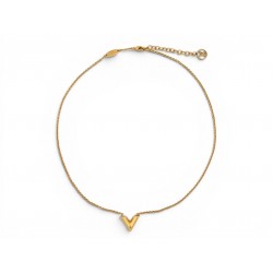 COLLIER LOUIS VUITTON ESSENTIAL V M61083 43-48CM METAL DORE GOLDEN NECKLACE 430€