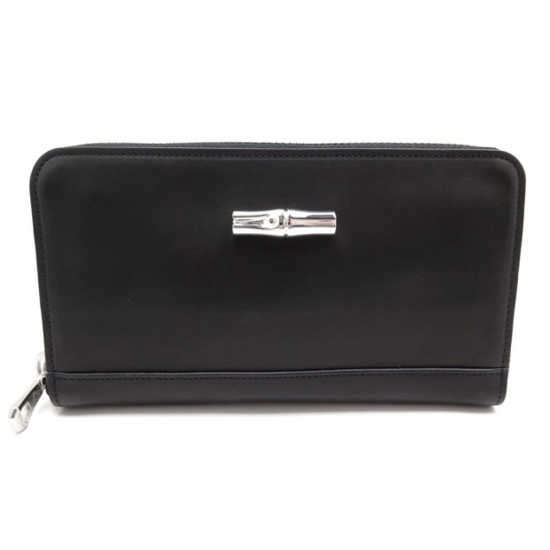 NEUF PORTEFEUILLE LONGCHAMP ROSEAU HERITAGE PORTE MONNAIE CUIR NOIR WALLET 285 