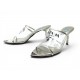CHAUSSURES PRADA MULES A TALONS 39 ESCARPINS PVC & CUIR ARGENT LOGO SHOES 990€