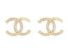  boucles d'oreilles chanel clous logo cc strass en