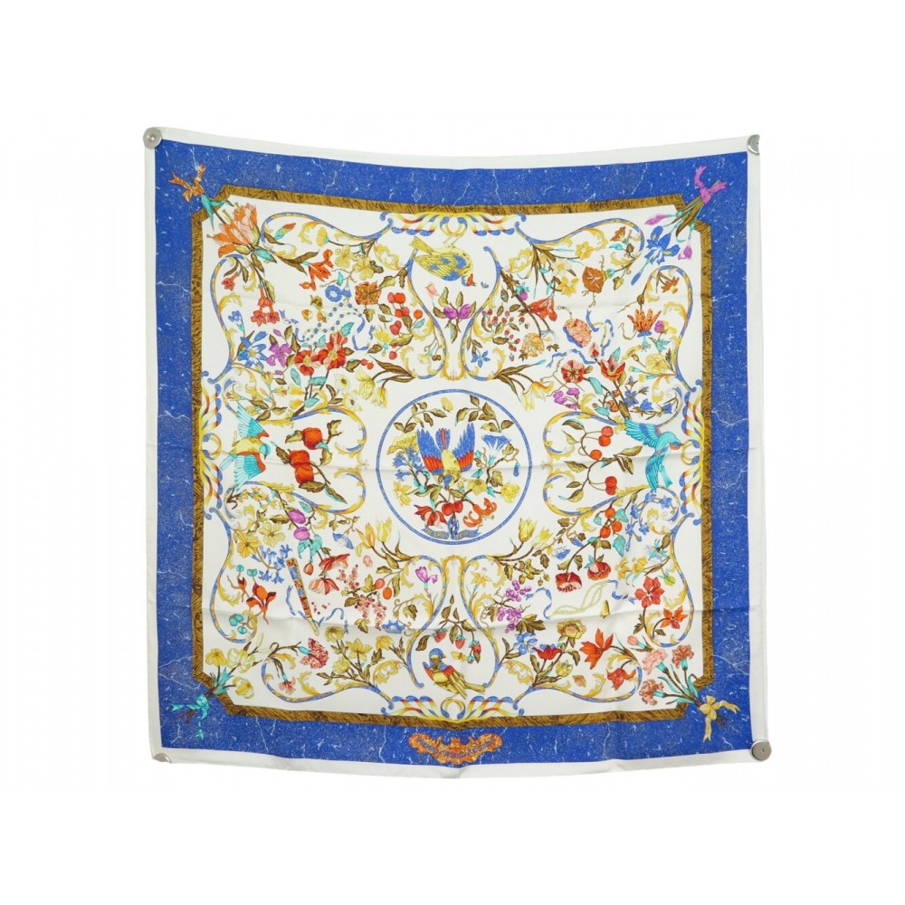 FOULARD HERMES PIERRES D'ORIENT ET D'OCCIDENT ZOE PAUWELS BLEU BOITE SCARF 580€