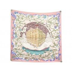 RARE FOULARD HERMES NOEL AU 24 FAUBOURG DIMITRI RYBALTCHENKO SOIE ROSE BOI SCARF