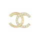 NEUF BROCHE CHANEL LOGO CC STRASS 2024 EN METAL DORE GOLDEN STEEL BROOCH 650€