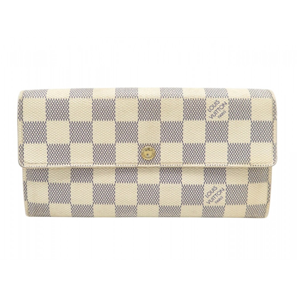 PORTEFEUILLE LOUIS VUITTON SARAH N61735 EN TOILE DAMIER AZUR MONNAIE WALLET 560€