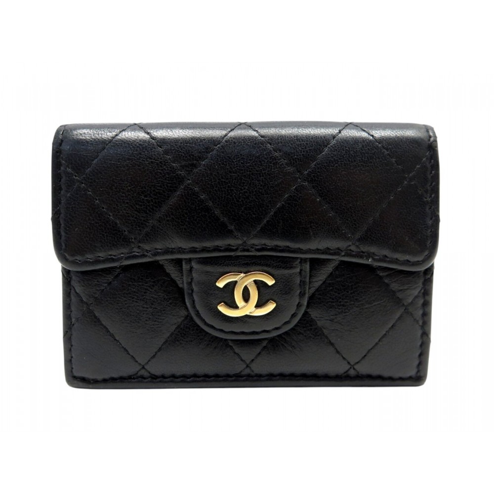 PORTEFEUILLE CHANEL CLASSIQUE TIMELESS EN CUIR NOIR MATELASSE PORTE MONNAIE 990€